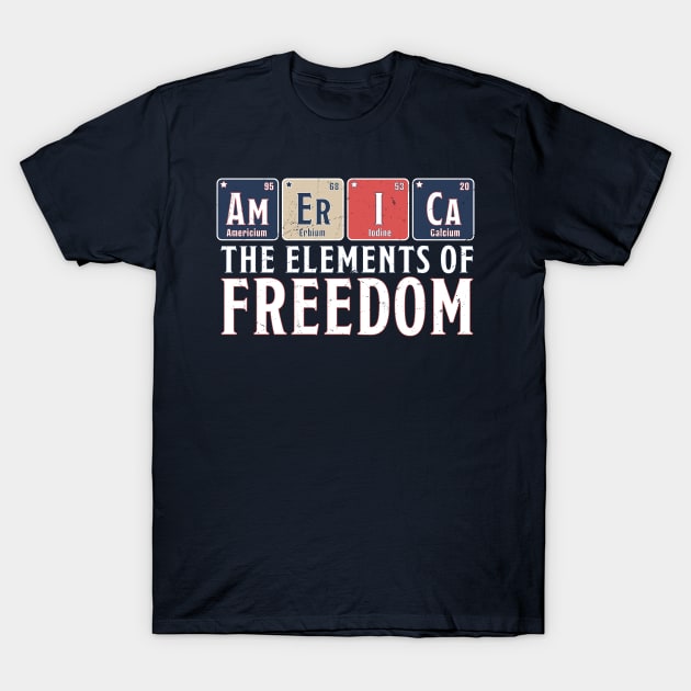 America The Elements of Freedom Periodic Table 4th of July T-Shirt by OrangeMonkeyArt